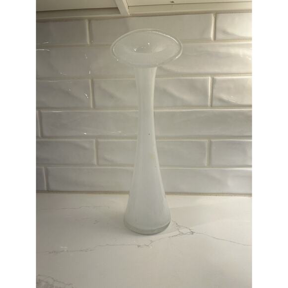 Jack In The Pulpit Vase White Splatter 15”‎ Hand Blown Art Glass - Picture 15 of 16